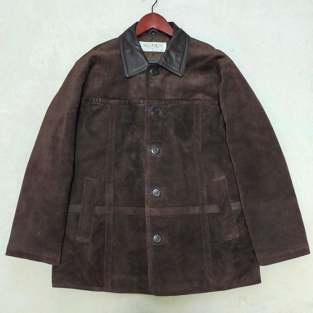 美品　BALMAIN　パンチングレザージャケット　ピッグスキン