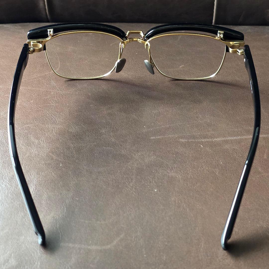 跳ね上げ式 メガネ サーモントブラック/ゴールド チタンアセテートノー