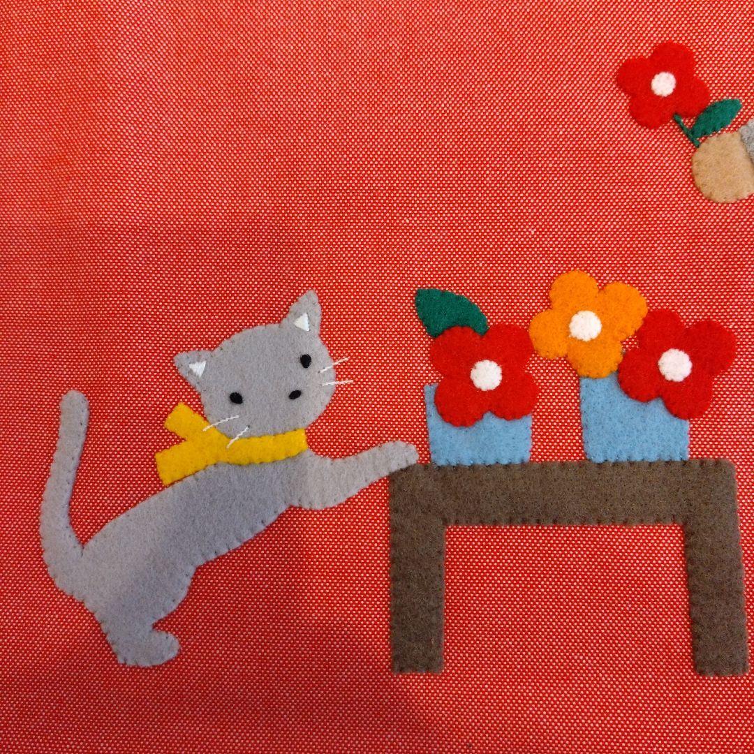 新品 タグ付 ファミリア デニムバッグ お花屋さん 2017年AW 手刺繍 ねこ