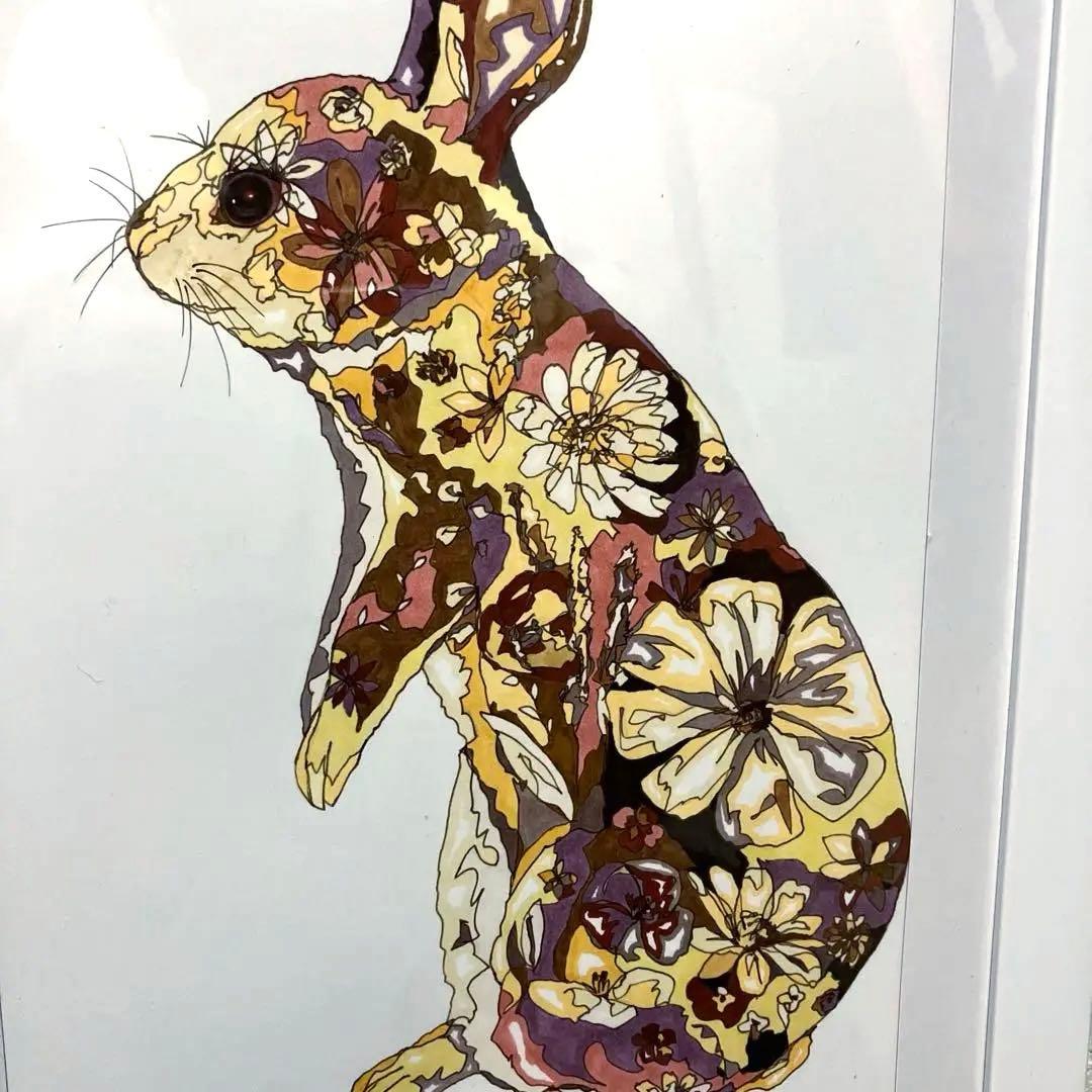 flower rabbit 絵画　イラスト　ドローイング