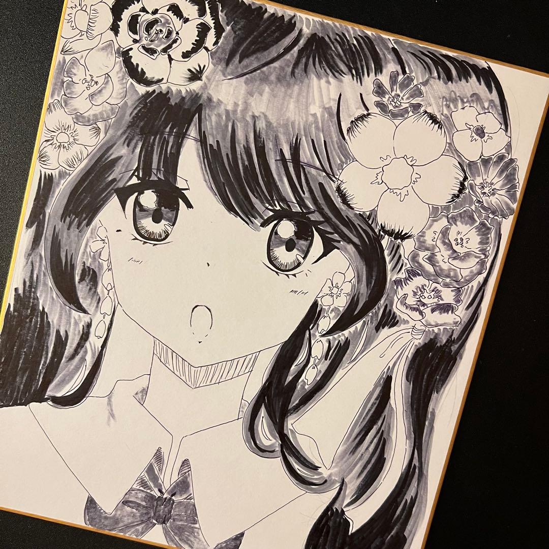 龍*雅様 アナログイラスト 色紙 手描き - メルカリ