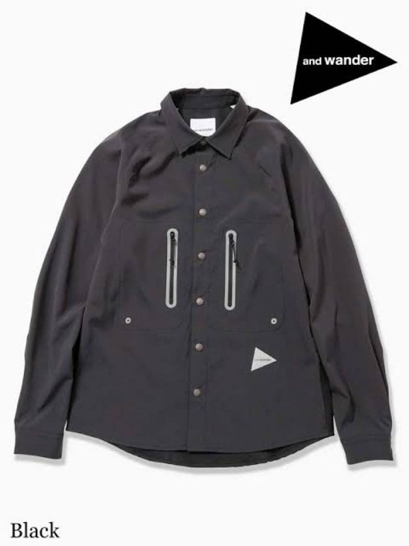 アンドワンダー and wander tech LS shirt ブラック L and wander dry breathable LS shirt charcoal [アンドワンダー]