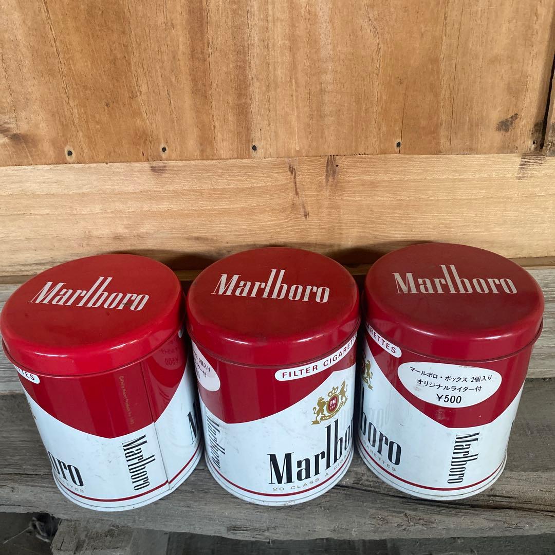 Marlboro 3缶セット 赤マル マルボロ 缶 ブリキ 昭和レトロ 小物入れ