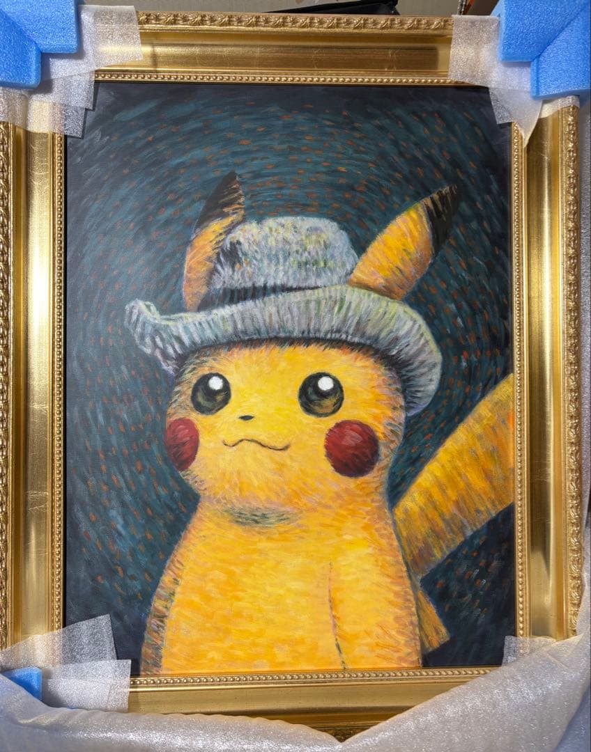 ゴッホピカチュウ　キャンバスアート　金枠　Mサイズ