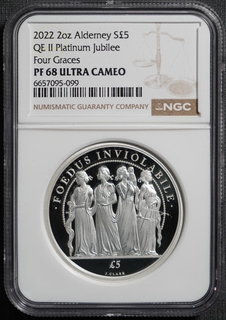 2022 オルダニー フォーグレイセス NGC PF68UC 5ポンド 銀貨 2020年 オルダニー スリーグレイセス 5ポンド 2oz プルーフ銀貨