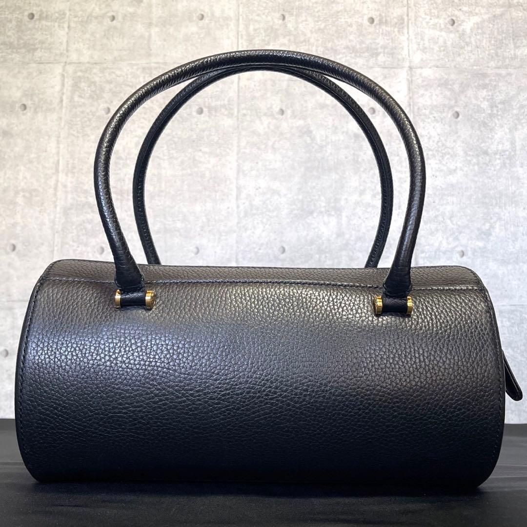 未使用級】WAKO 銀座和光 シボ革 ブラック ゴールド金具 ボストン