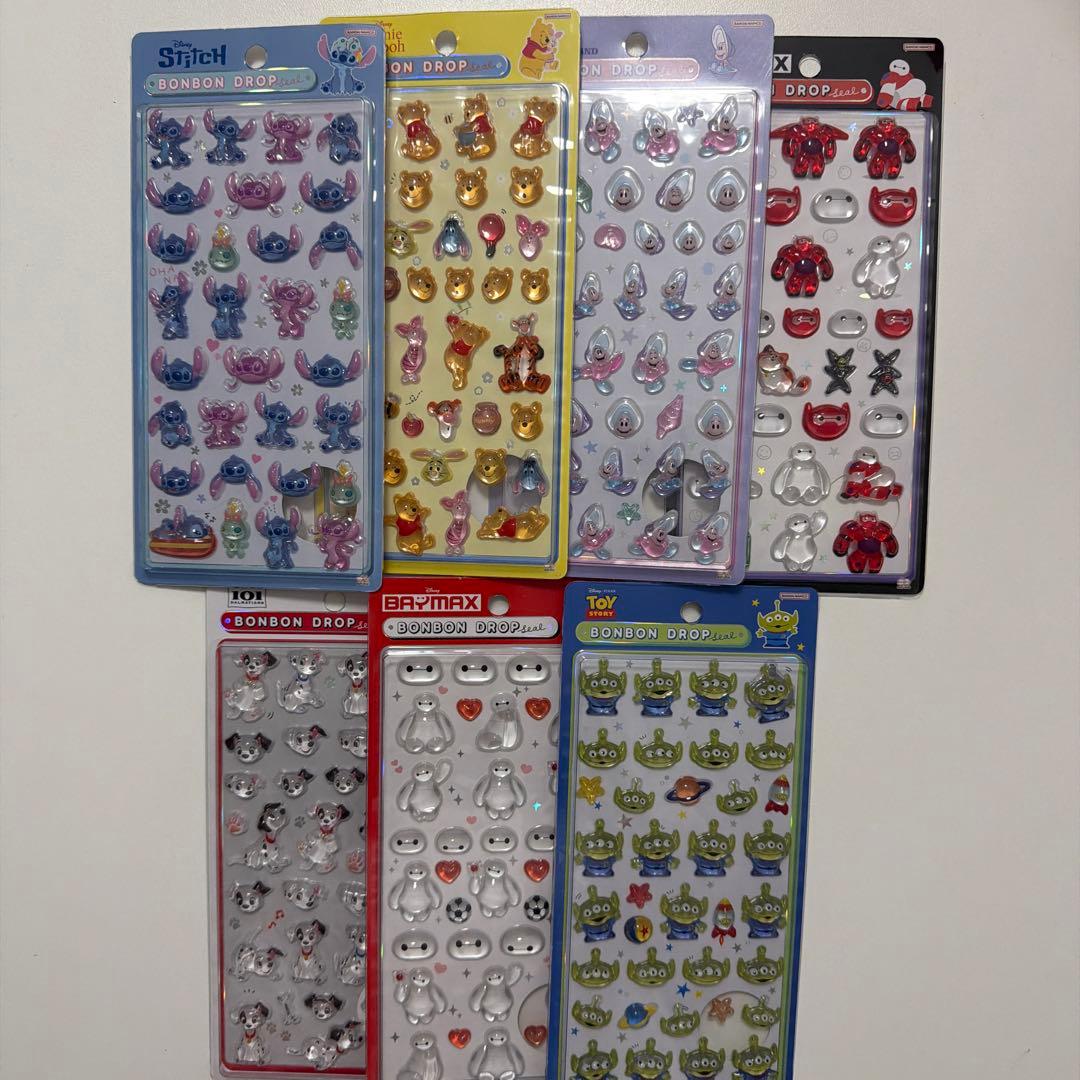 ボンボンドロップシール　ディズニー　大　7種　コンプリート