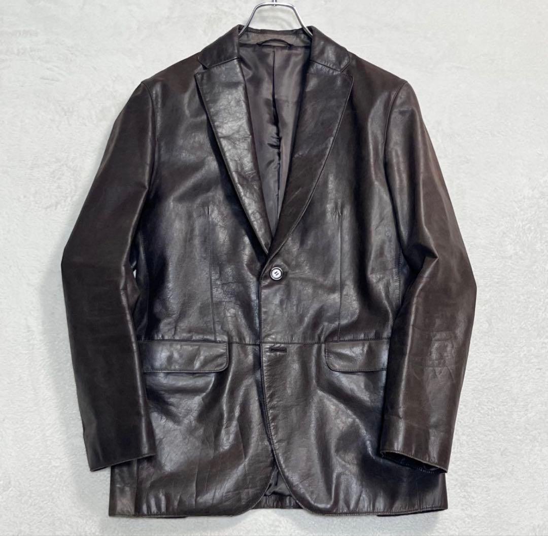 ユナイテッドアローズ 2Bレザージャケット 牛革 テーラード ブラウン M