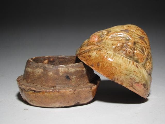 ☆ 時代 布袋香合 表千家 九代了々斎在判・十三代即中斎追書 二重箱