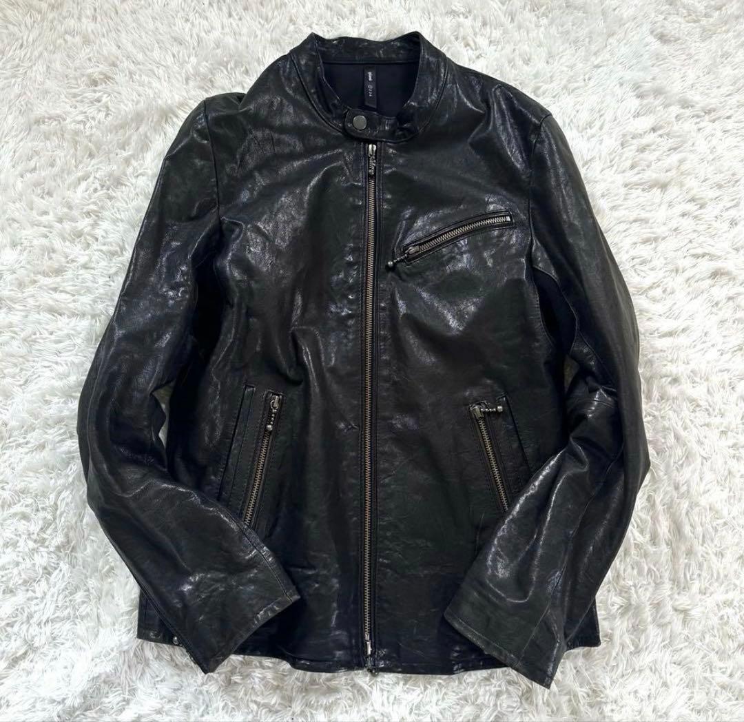 【美品】glamb グラム シングルライダース ラムレザー 羊革 ブラック1
