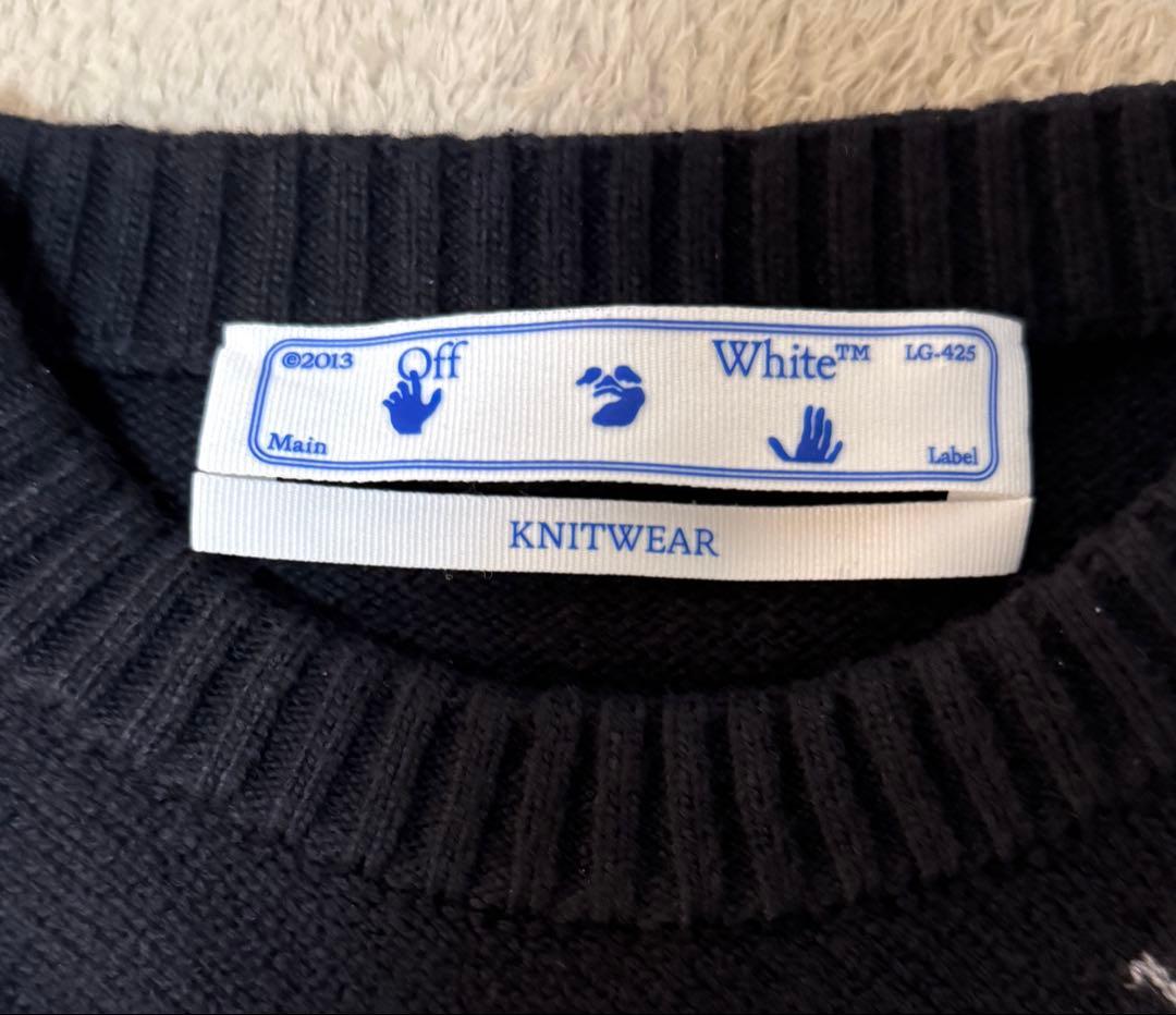 新品未使用！off-whiteニット セーター 黒 M オフホワイト - メルカリ