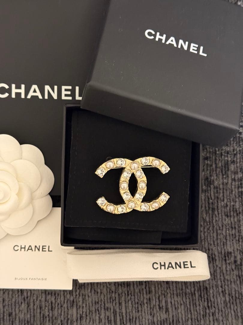 CHANEL ブローチ　ゴールド　パール　正規品