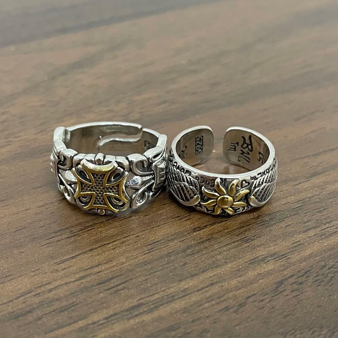 シルバー925 クロス ナバホ 太陽 リング 2点セット 指輪 メキシカン