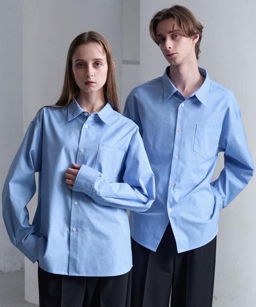 CLEL ロイヤルオックスフォード レギュラーカラーシャツ サックスブルー M