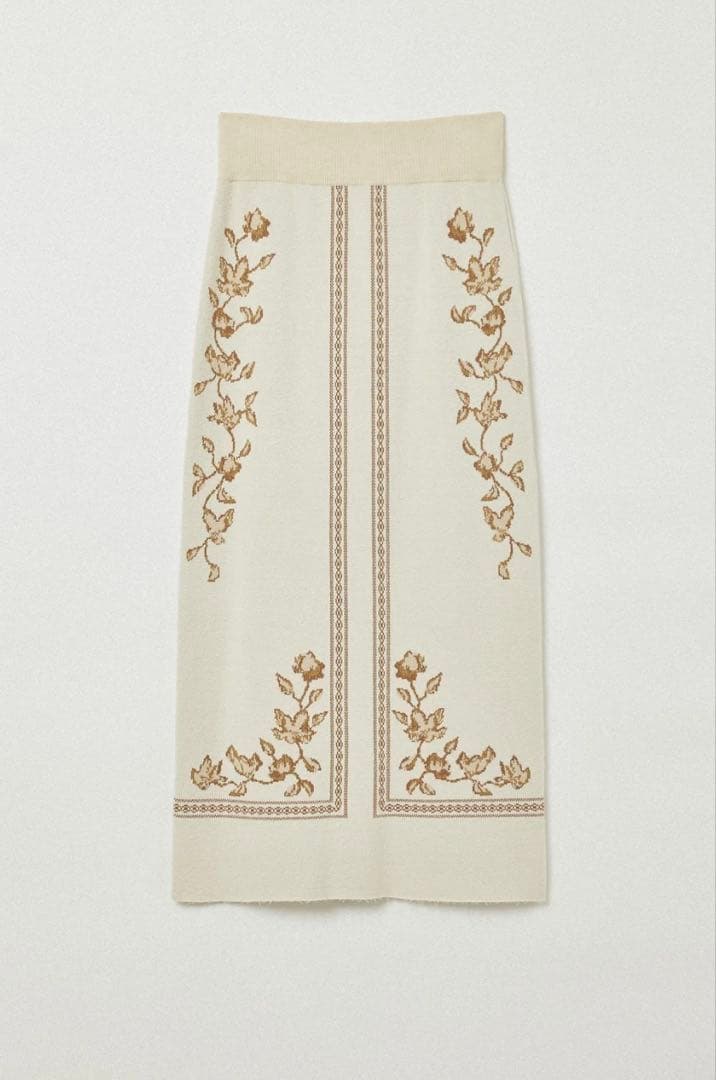 スカート Eaphi SCARF MOTIF KNIT SKIRT beige