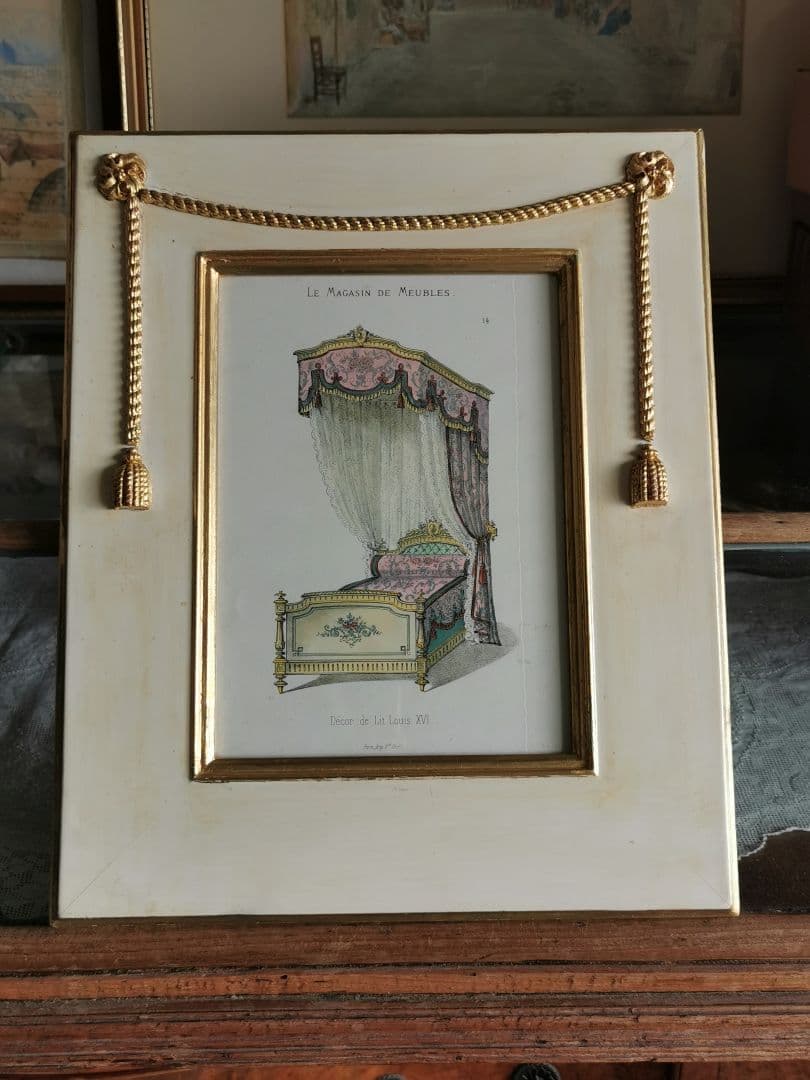 アンティークフランス ルイ16世式天蓋ベッド イタリア額装 マリーアントワネット アンティークフランス ルイ16世式天蓋ベッド イタリア額装 マリー