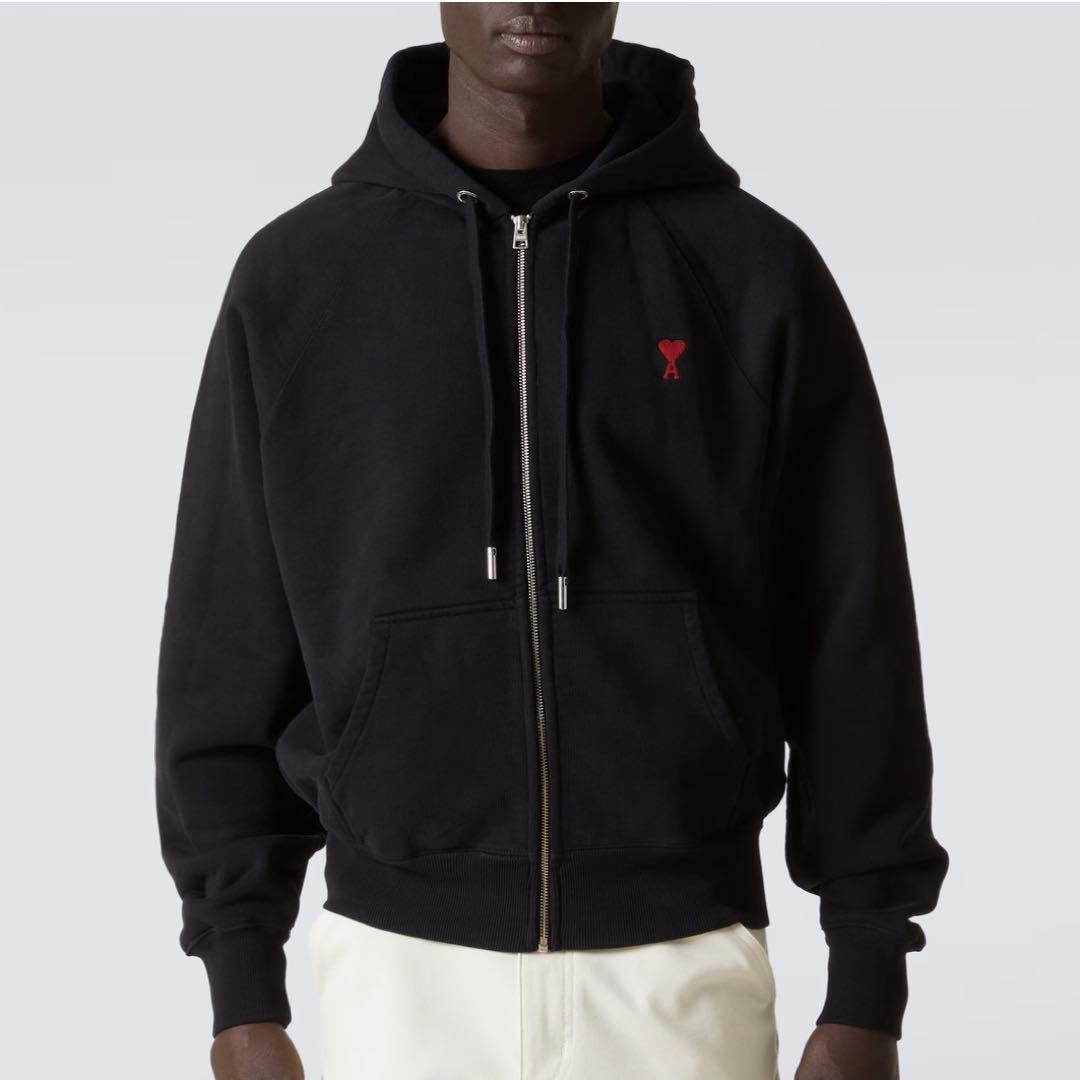 ❤︎Ami Paris❤︎黒 フルジップパーカー 黒 ユニセックスM 新品