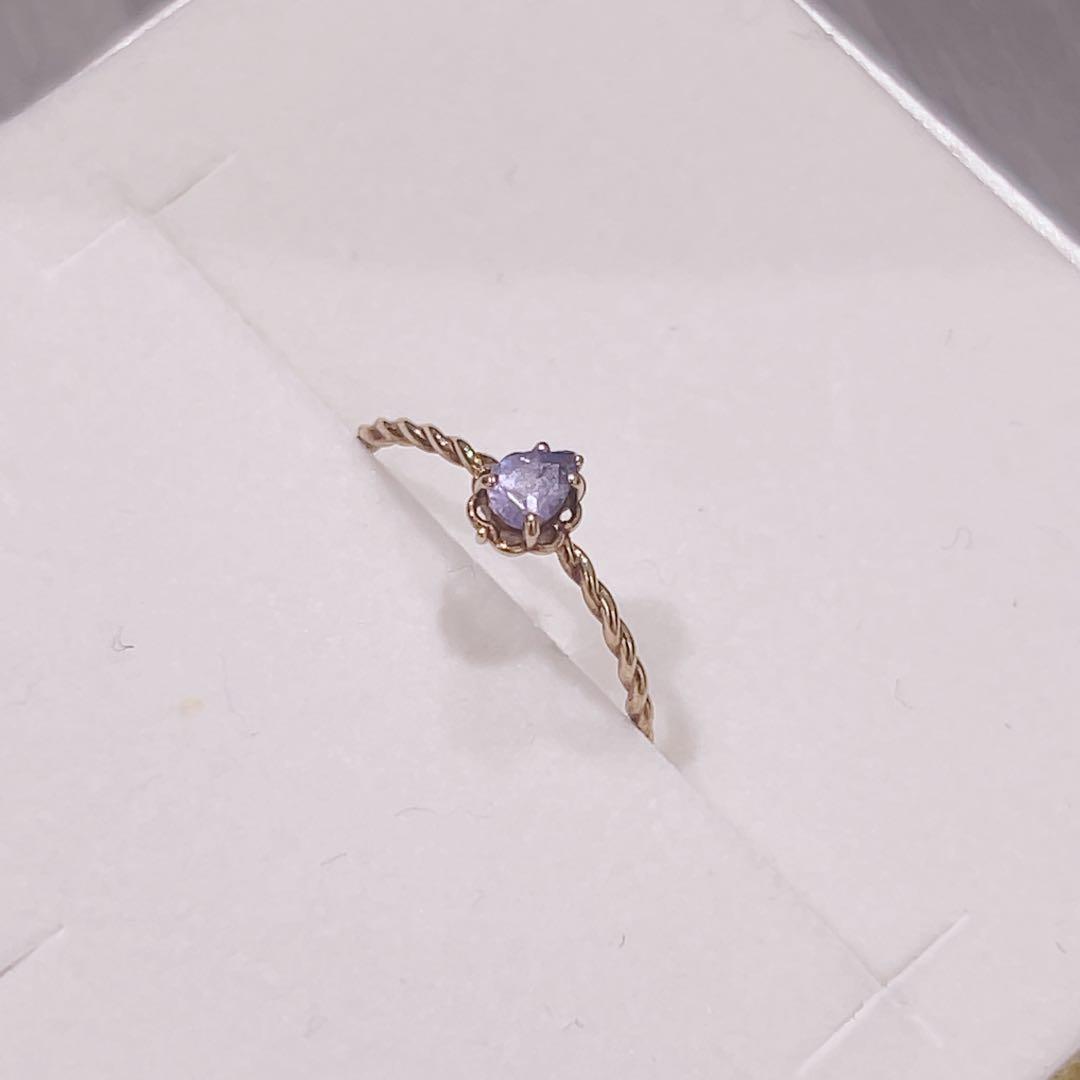 リング　11号　K10 タンザナイト　PePe ゴールド　極細