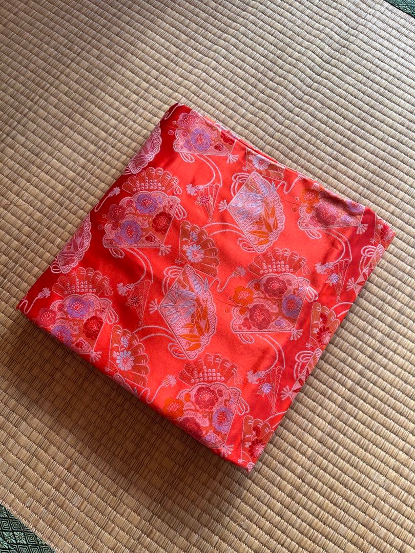 13絃用 琴袋(丸袋)オレンジ系　柄物　厚手