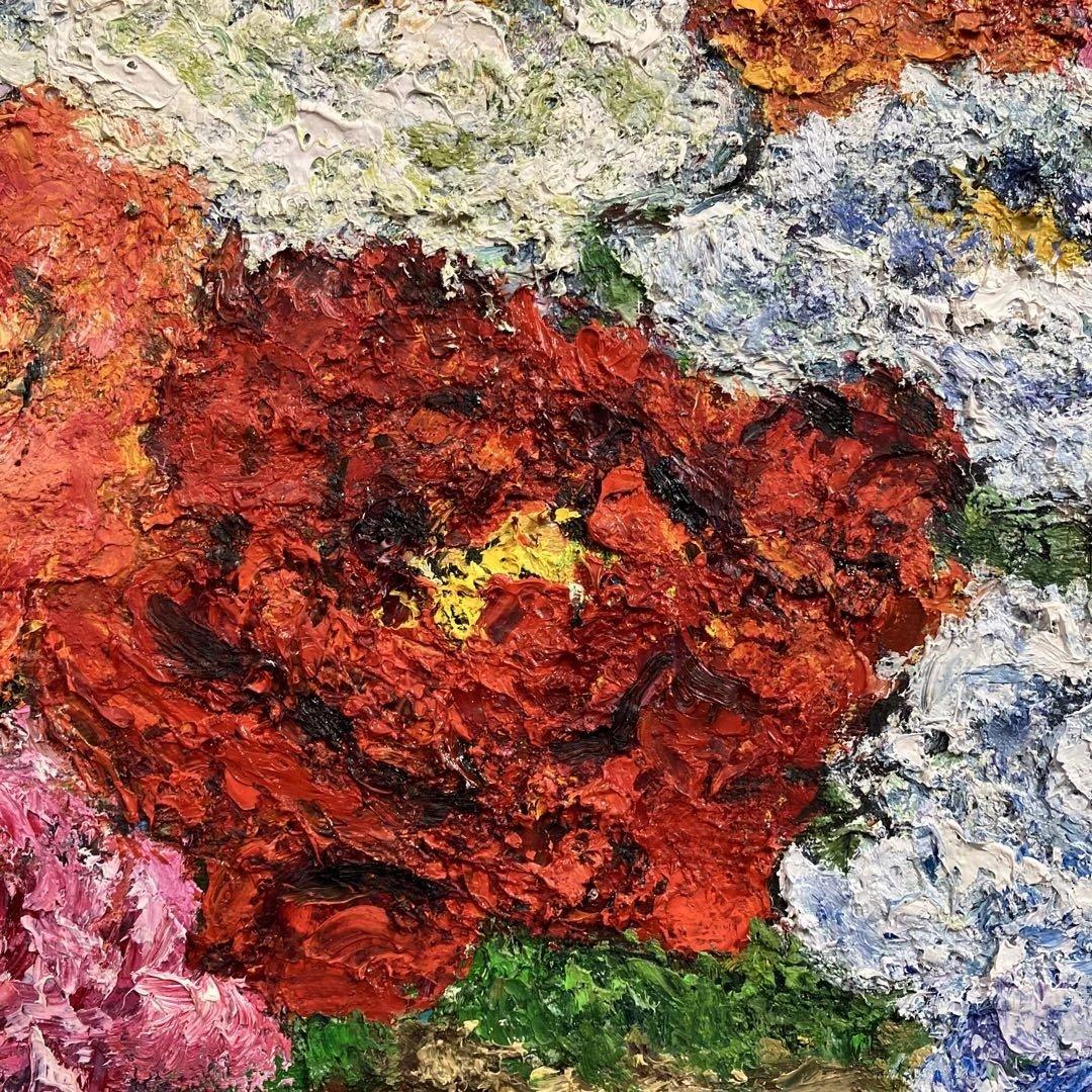 油彩　荒井慧(あらいさとし)「静物　P15」花　壺　果物