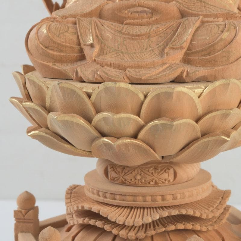 仏教美術 桧彫刻 釈迦如来座像 仏像 蓮華台 C 9251 - メルカリ