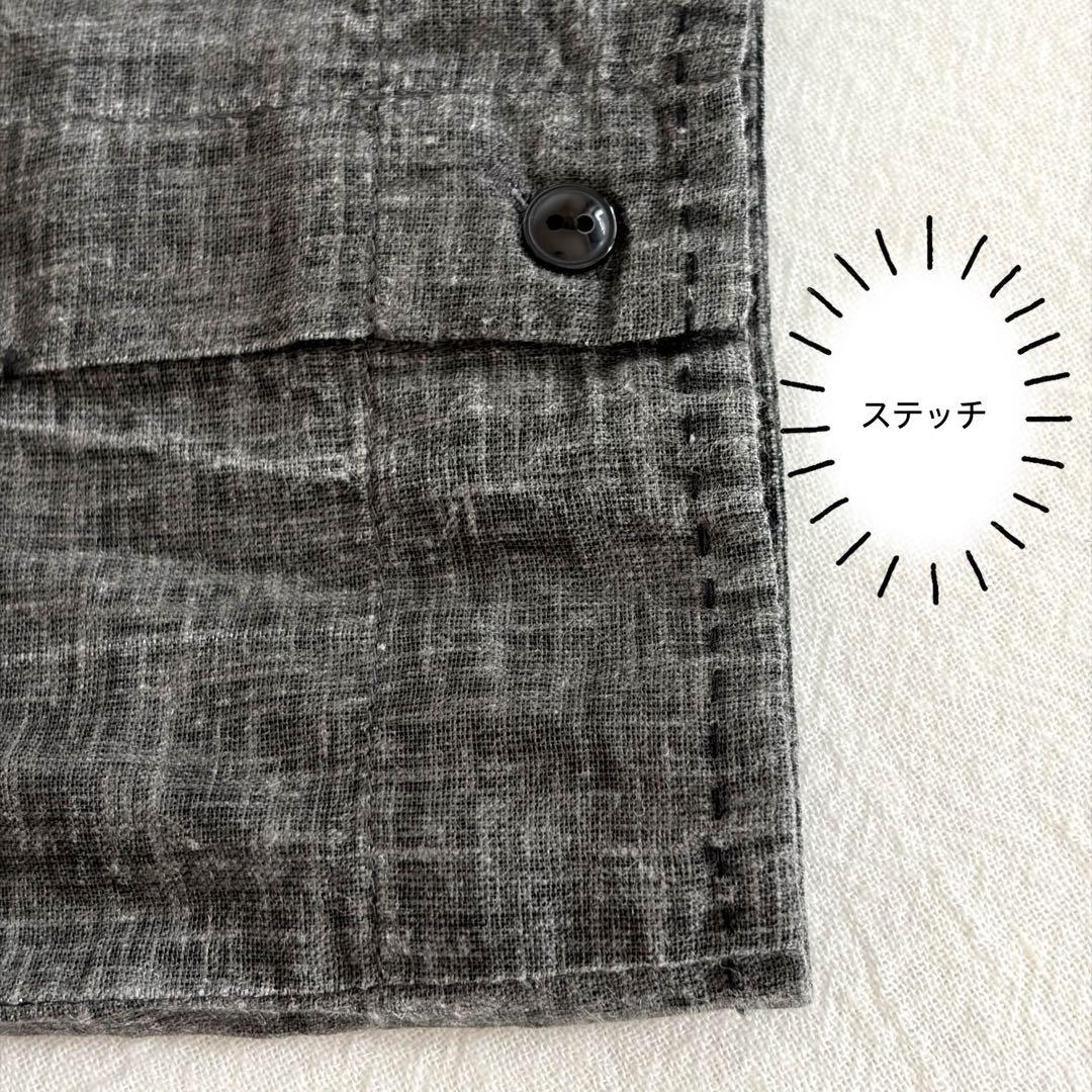 パドカレ pas de calais △∵コットンリネン バンドカラーシャツ