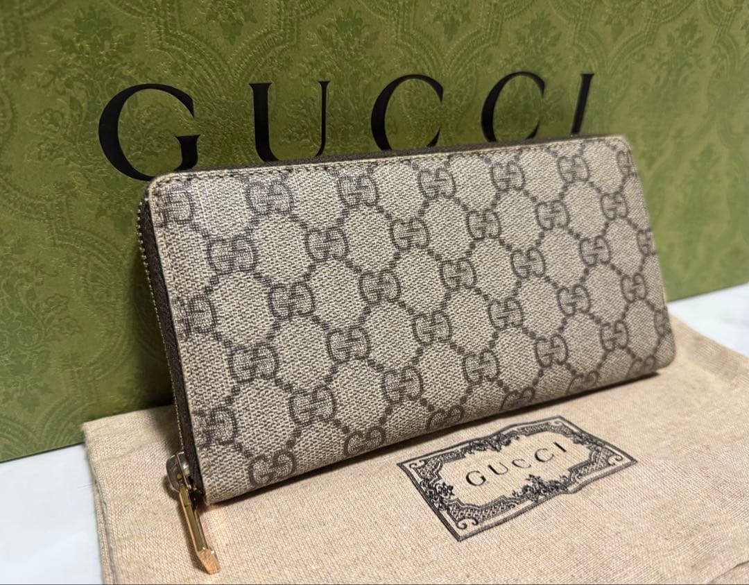 極美品✨ グッチ　GUCCI 長財布　GGスプリーム ラウンドファスナー GUCCI（グッチ） 中古 長財布ラウンドファスナー レディース ブランド
