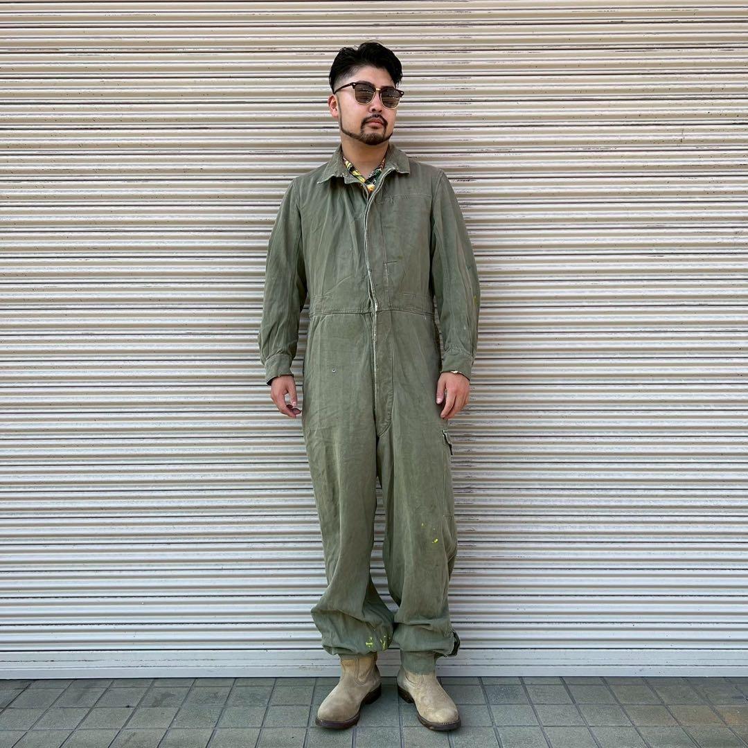 貴重 英国 50s イギリス軍 実物 グリーンデニム ジャンプスーツ ツナギ