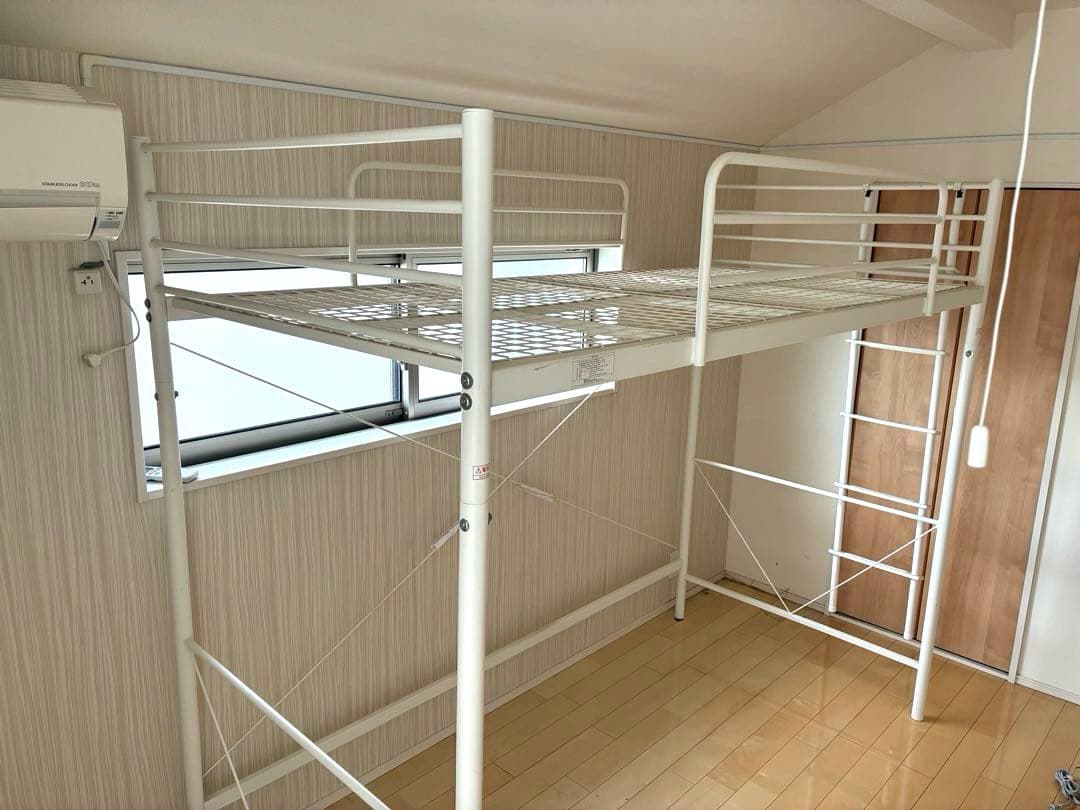 土、日、引き取り限定、ニトリ、ホワイト スチール ロフトベッド