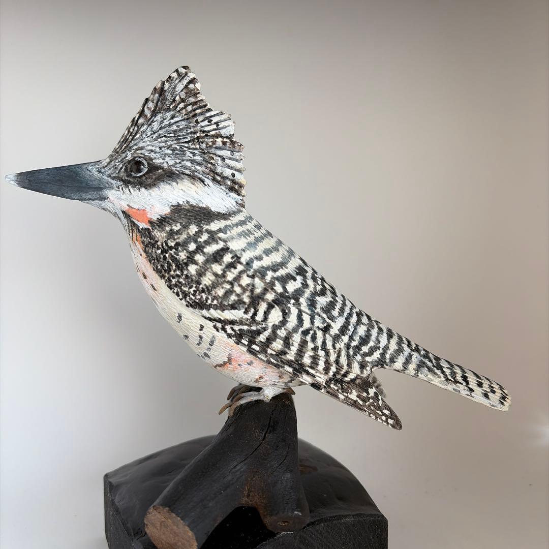 よち様専用品 「ヤマセミ」 リアルバードカービング 木彫りの野鳥 野鳥
