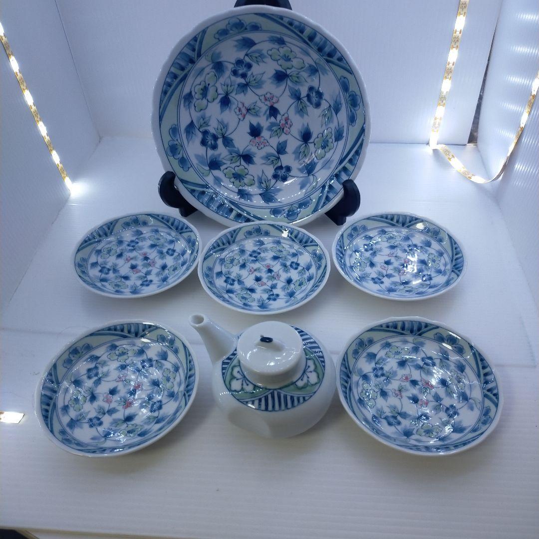 2364 双峰窯 青い花柄 陶器 食器7点セット - メルカリ