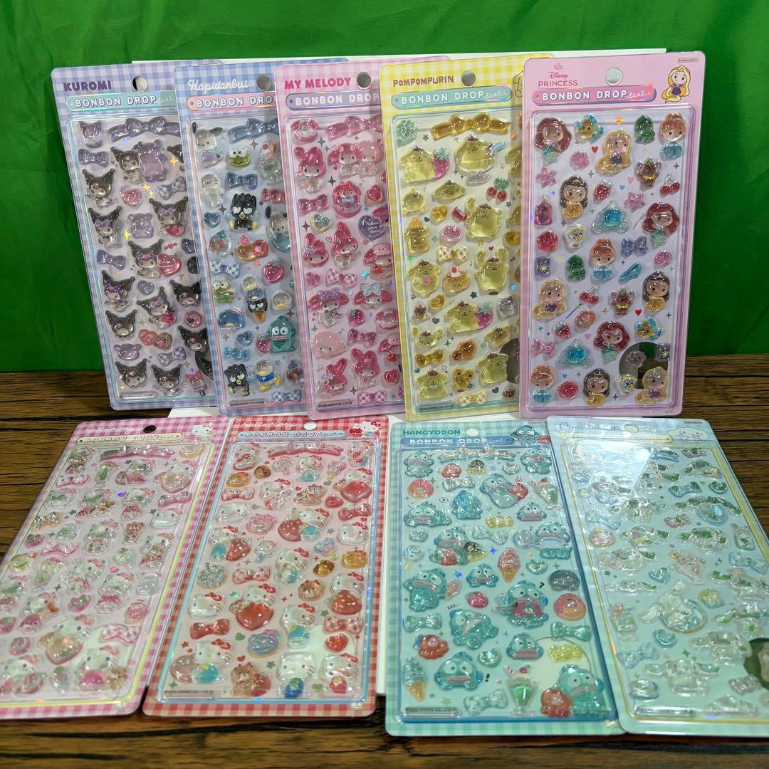 【正規品】ボンボンドロップシール　大　サンリオ　ディズニー　9枚セット