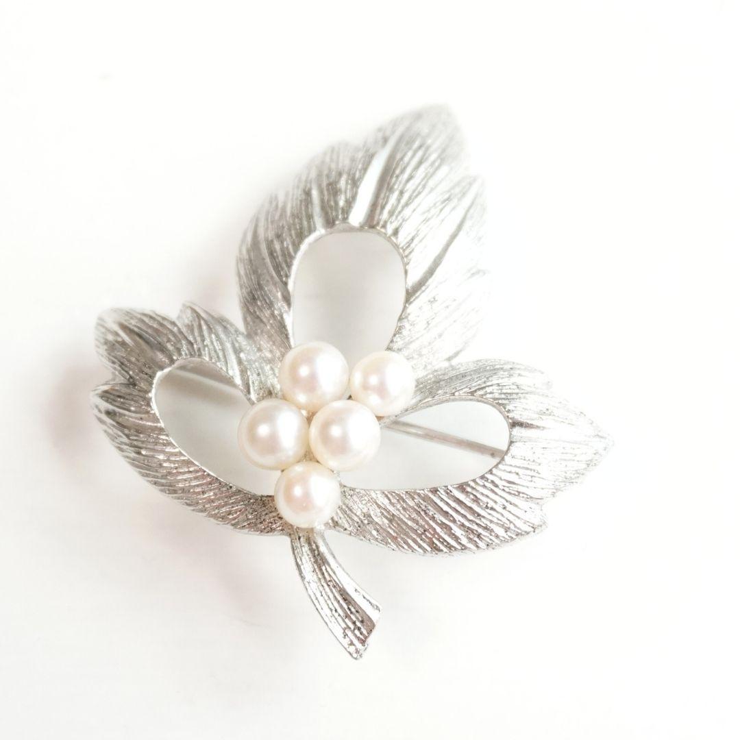MIKIMOTO ミキモト リーフパールブローチ