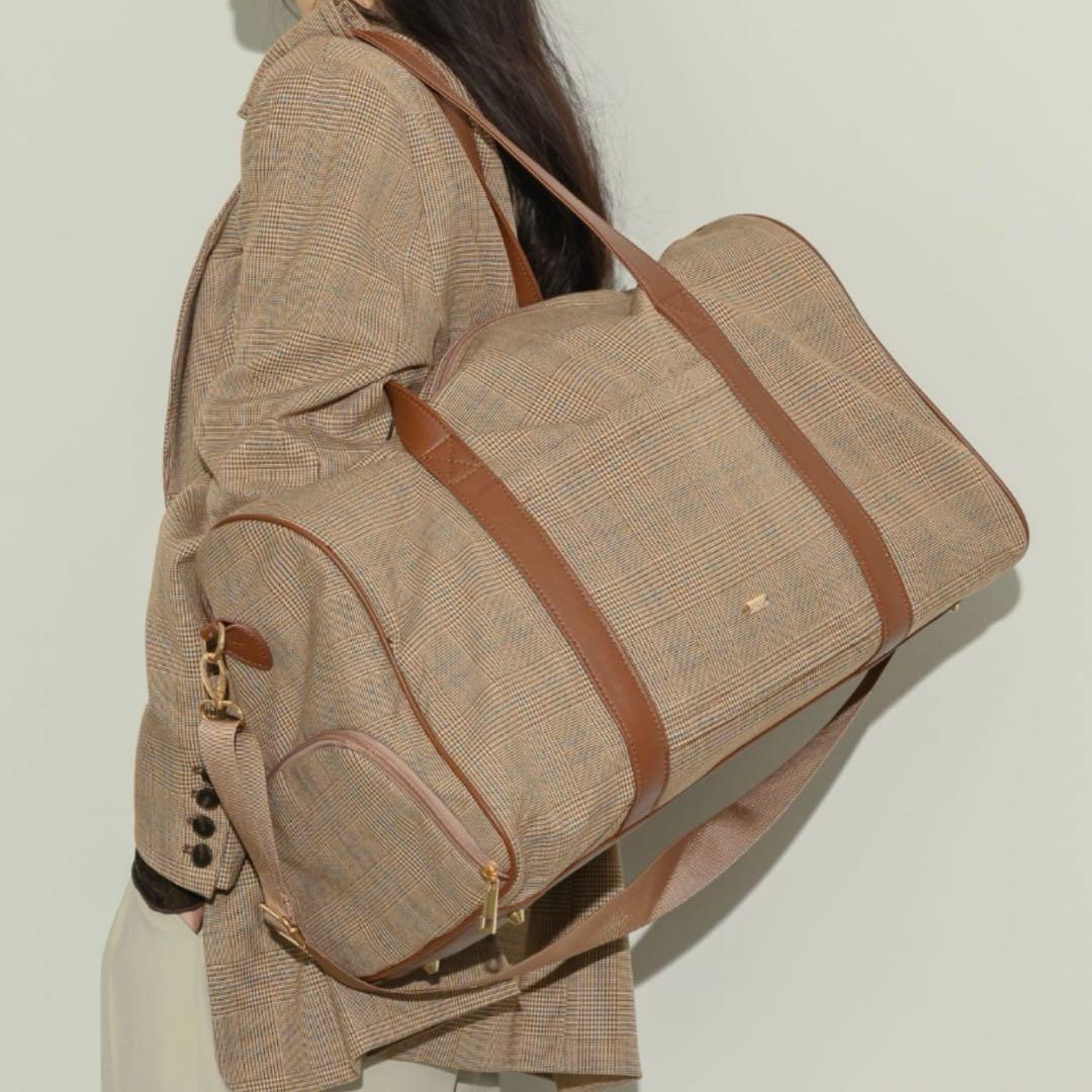 ヌナ レザー切り替えショルダー/ボストンバッグ