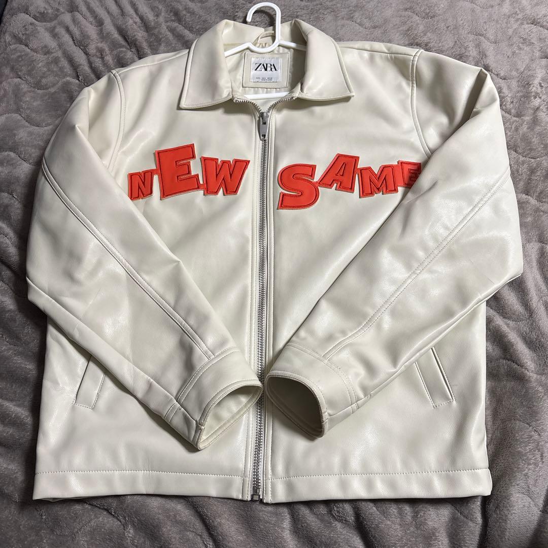 ZARA ホワイト レザージャケット - メルカリ