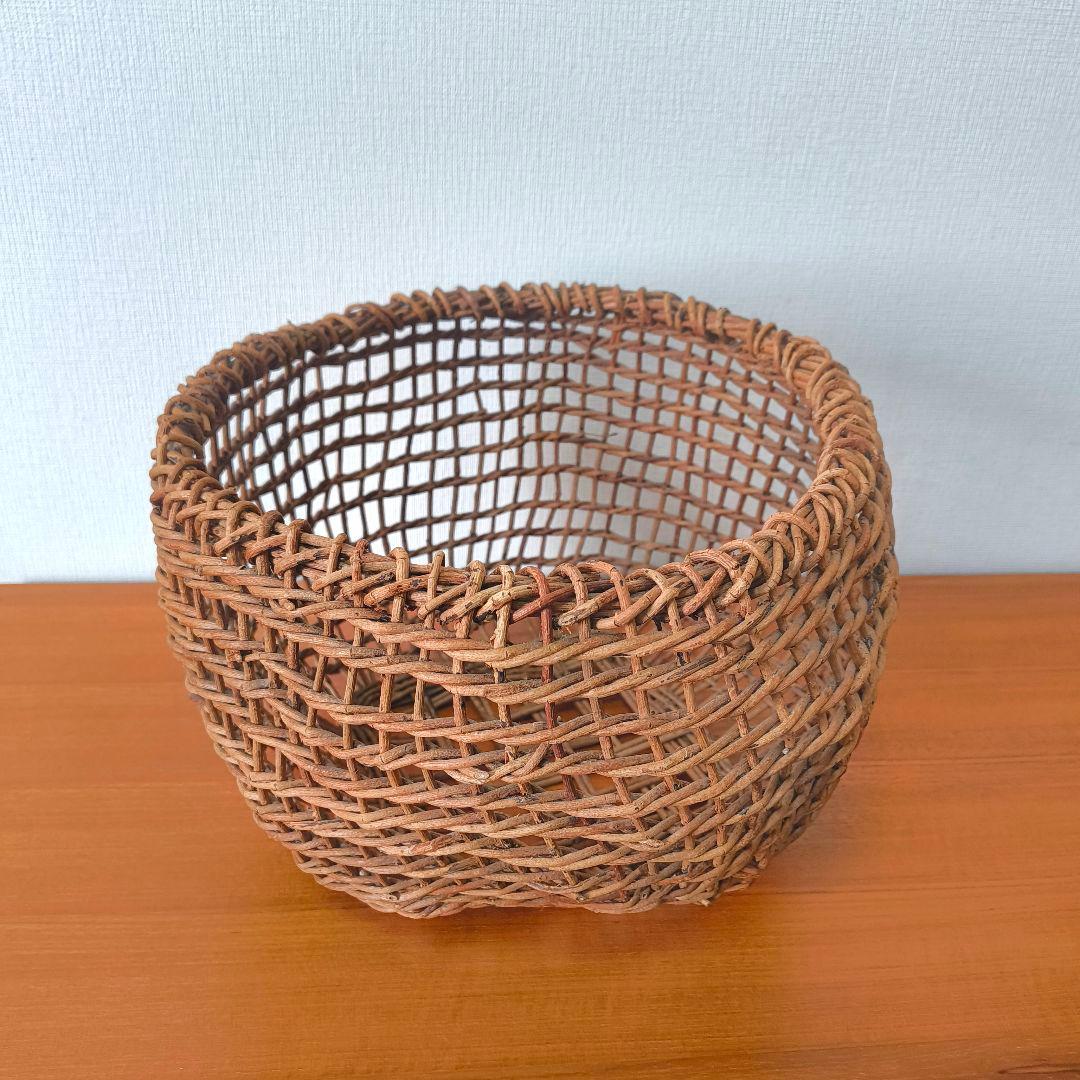 アケビ　カゴ　透かし編み　天然素材 若畑創作館「あけび蔓 透かし編み籠バッグ」（大・中・小）3個セット