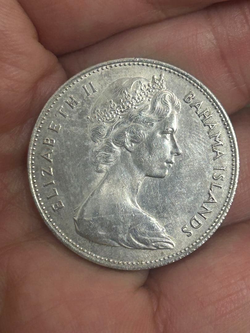 銀貨　バハマ　1966年 1ドル　コンク貝（ホラ貝）がデザイン　18.14g