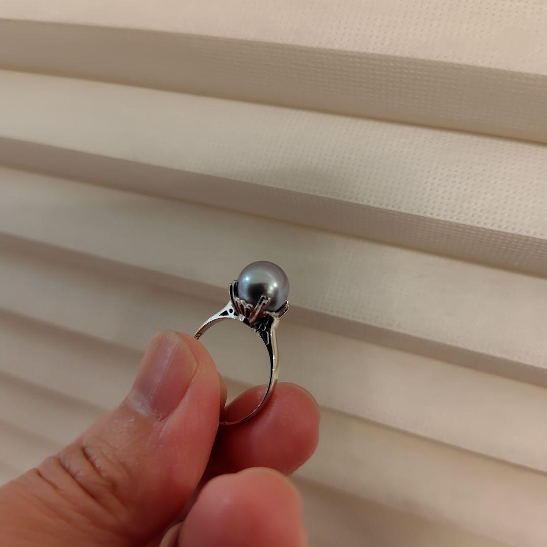 【気品漂う】K14WG グレーパール リング（8号〜9号相当）