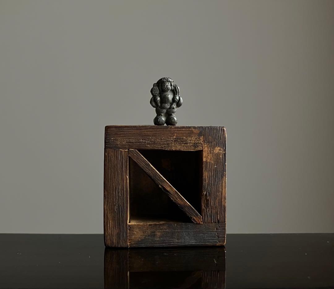 【極小豆仏 升入り大黒天 約1.3㎝ 江戸後期〜明治初期頃】仏像骨董お守り古物