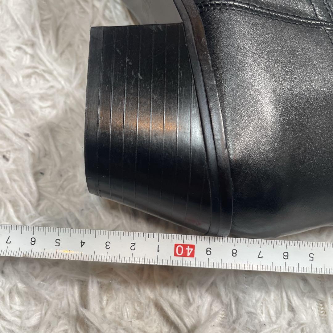 新品　未使用　ZARA ウエスタンブーツ　ロング　レザー　ブラック　25.5cm