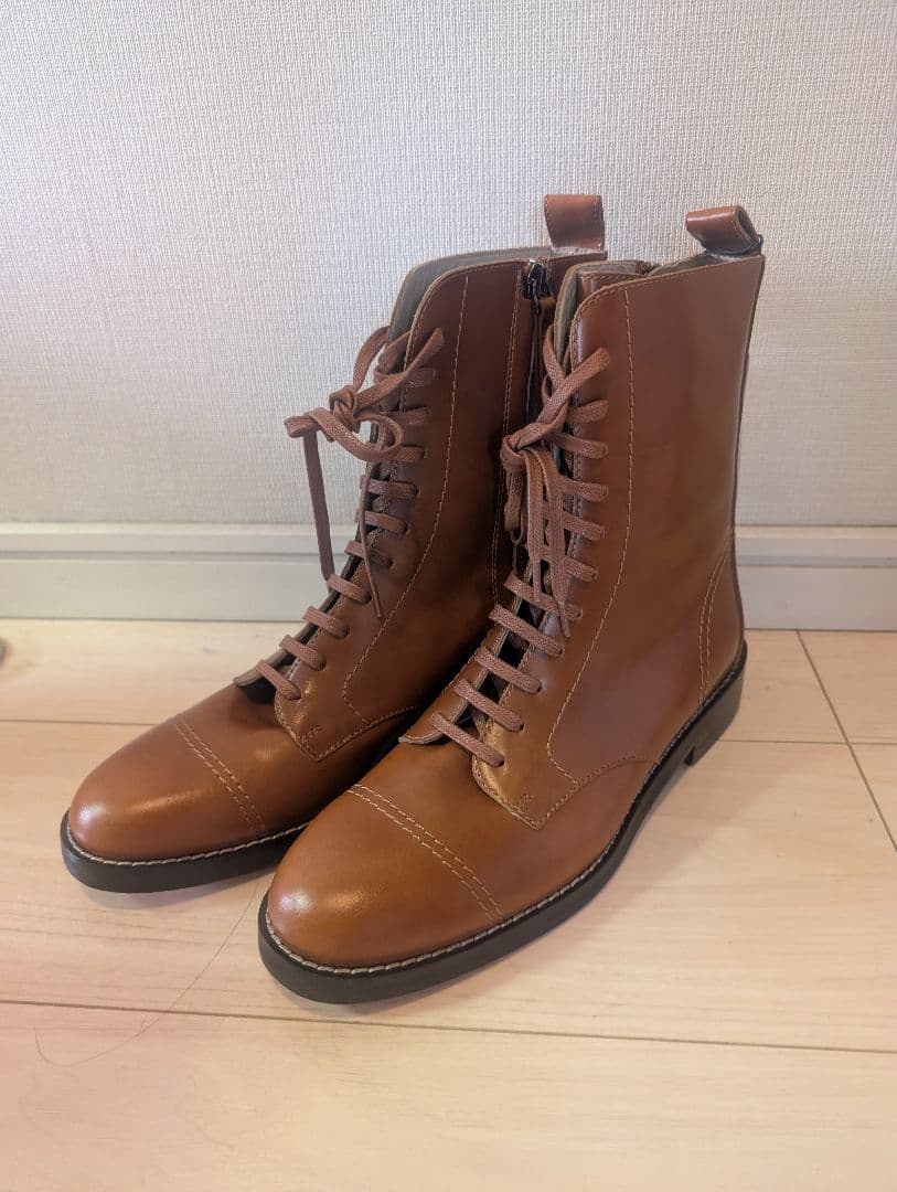 R*A様 新品タグ付き　Theory ブラウンレザー レースアップブーツ