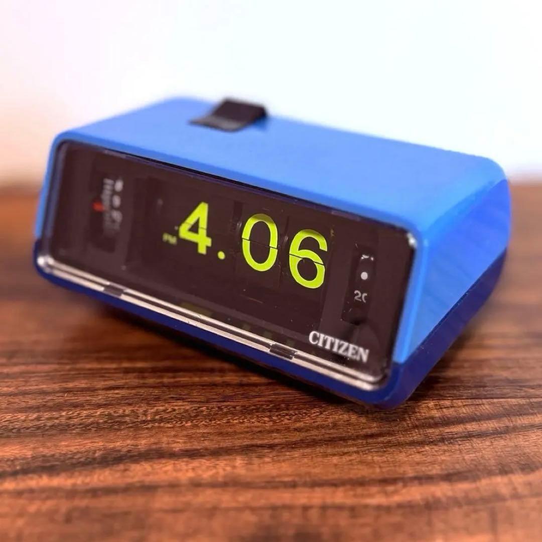 【メンテ済み・動作正常】CITIZENパタパタ時計 ハイリーフ・カーチス 青色