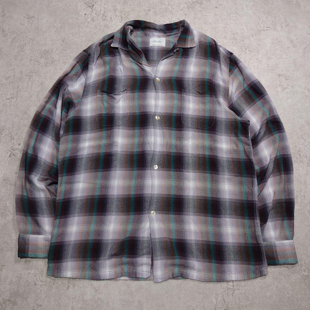 Towncraft オンブレチェックシャツ レーヨン ブラック M