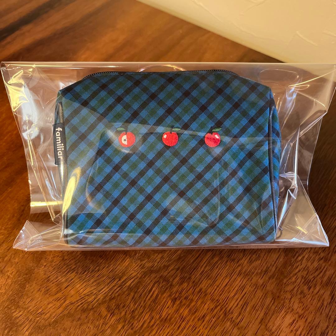 正規品 未使用・未開封品】ファミリア ポーチ 青系ファミリアチェック