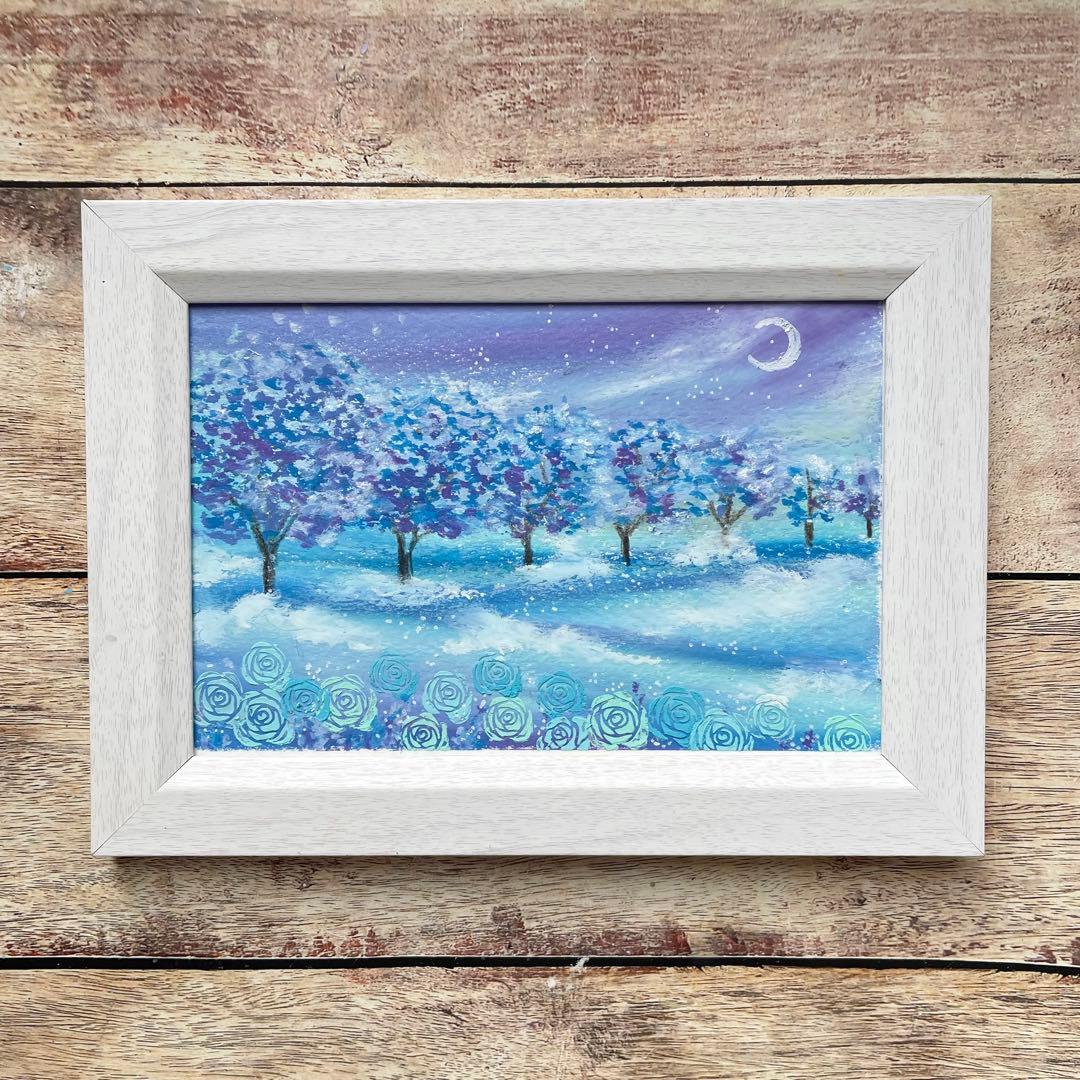 オイルパステル画 アクリル画 雲の上の不思議な世界 風景画 - メルカリ