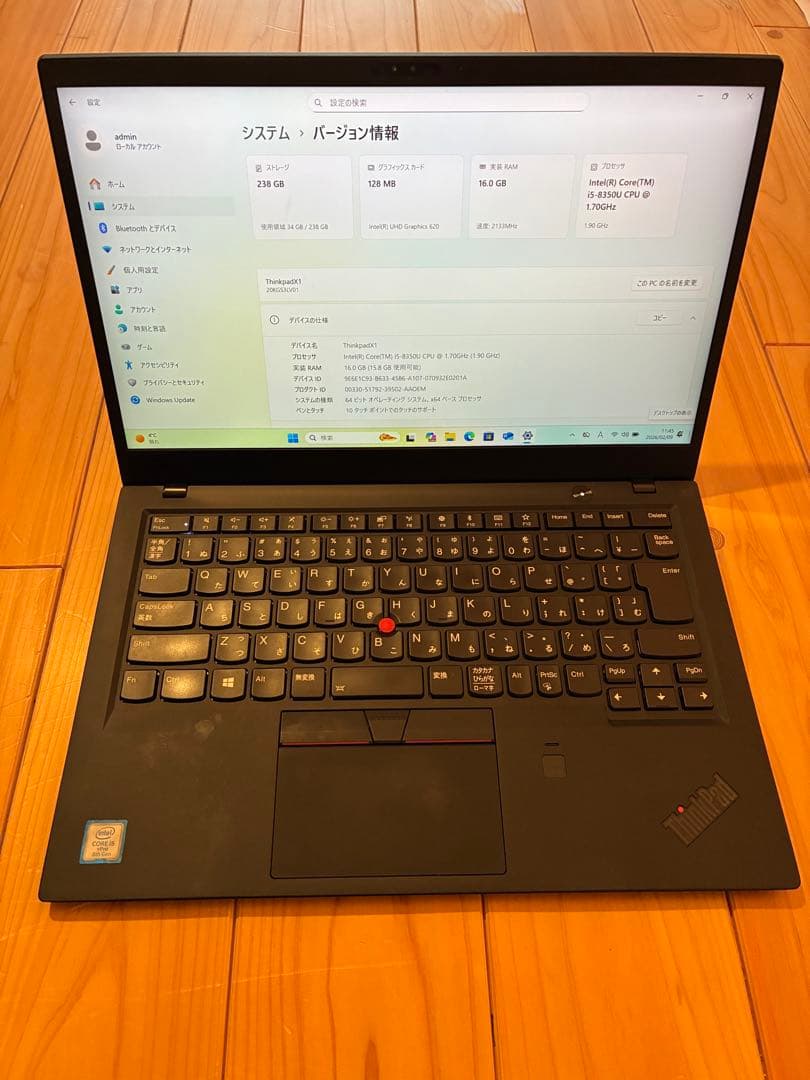 Windowsノート本体 ThinkPad X1 Carbon 14inch i5 16GB SSD256