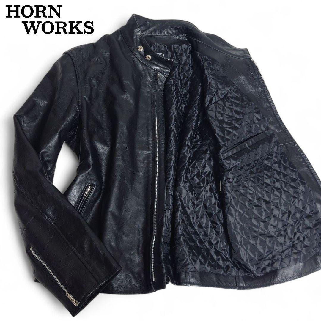 HORN WORKS 本革 ライダース レザー キルティング 5L 黒 楽天市場】Horn Works 本革 シングルライダースジャケット メンズ
