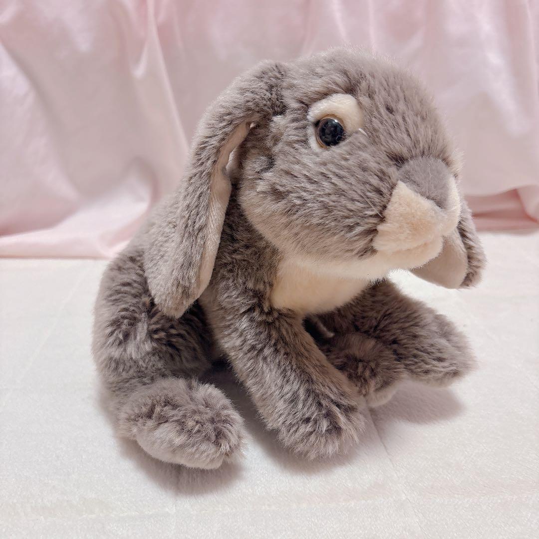 美品！ウサギのぬいぐるみ グレー 垂れ耳うさぎ 人形 子供向けおもちゃ