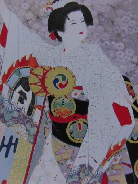 宮下壽紀、【羯鼓の舞】、希少な額装用画集より、新品額装付、状態良好