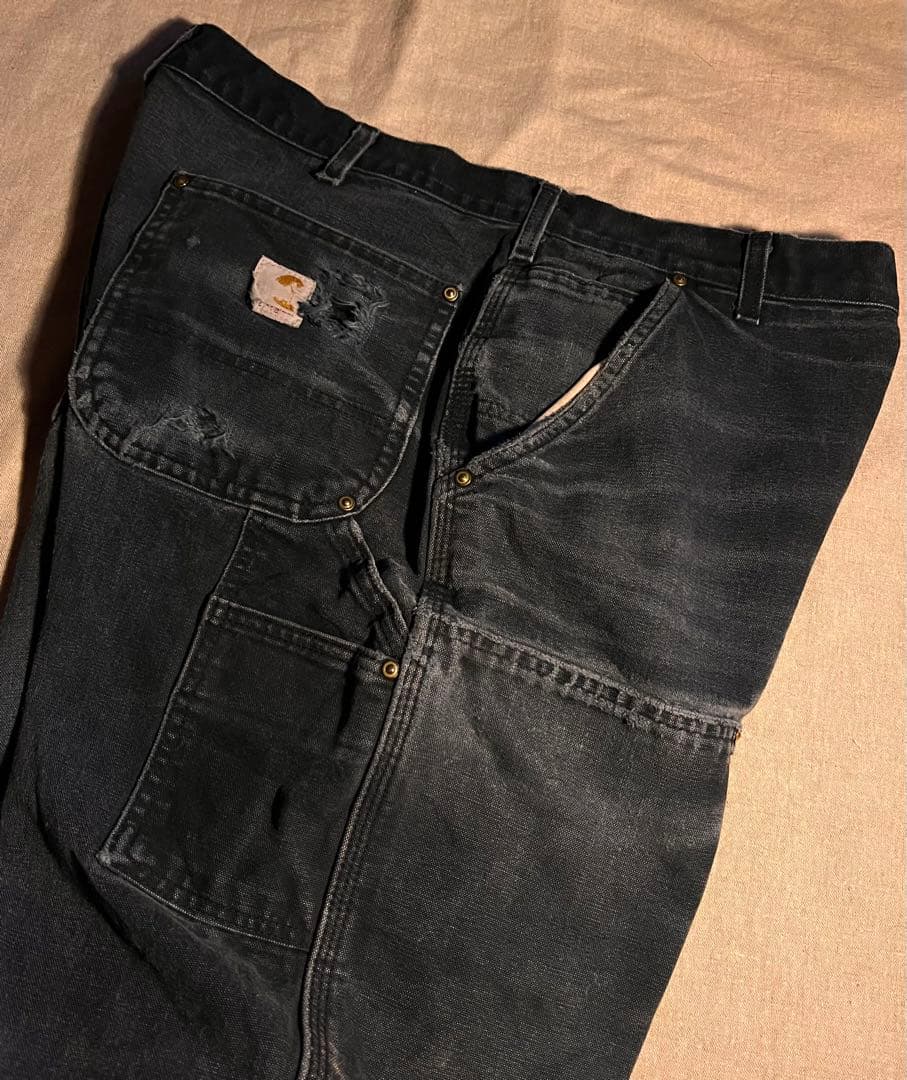 鬼ヒゲ】90s Carhartt カーハートダブルニーブラック36×32ボロ - メルカリ